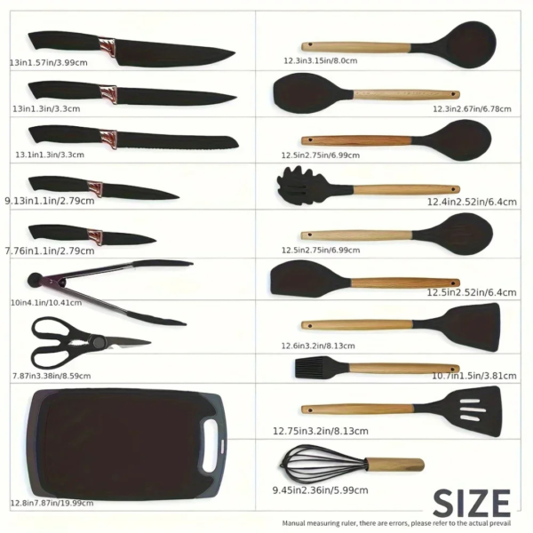 19 Pieces Silicone Kitchen Utensils & Knife Set